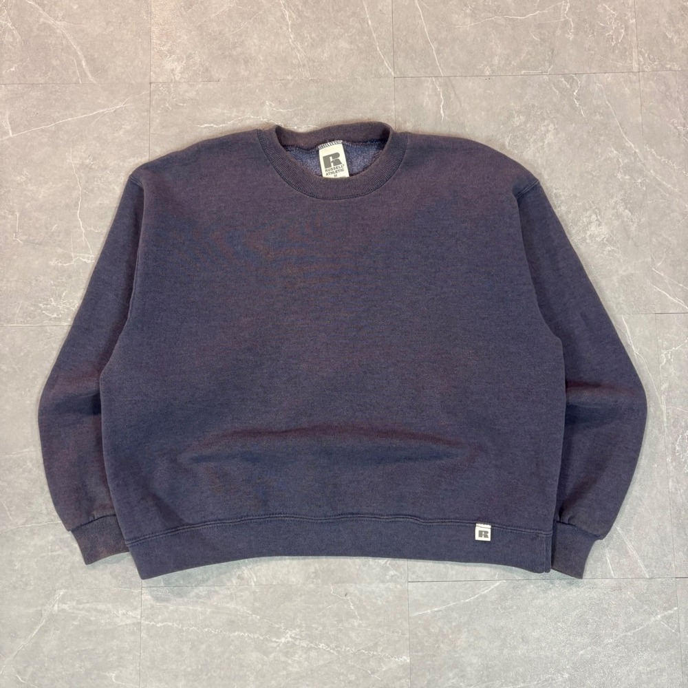 Vintage Russell Athletic Crewneck Sweatshirt Faded Navy Blue Medium‎ 2200